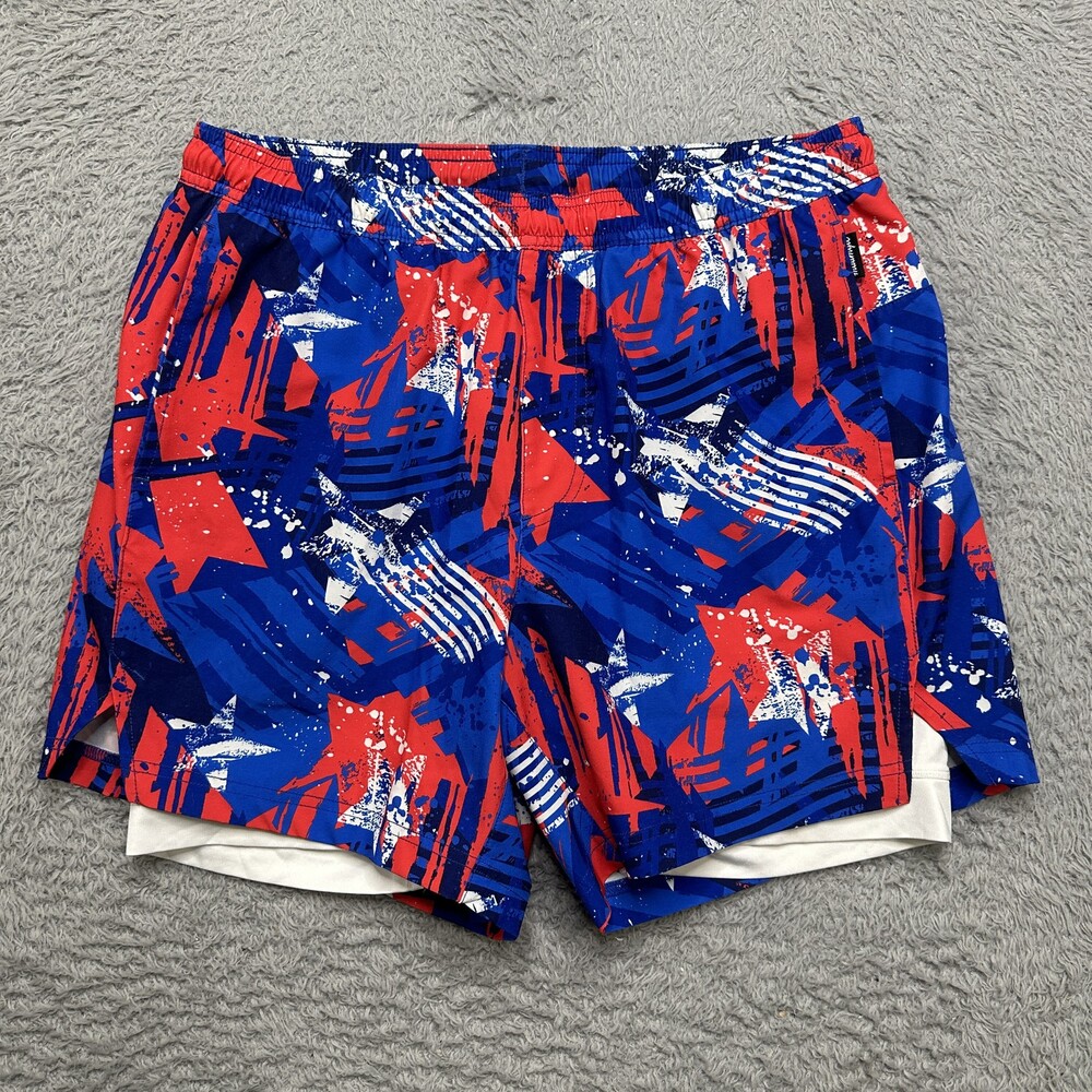 MaaMgic Shorts Mens M Red/White/Blue Star Print Built In Compression Liner